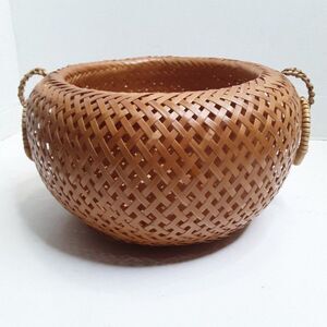 Vintage Circle Woven Boho Retro Basket/ Plant Stand